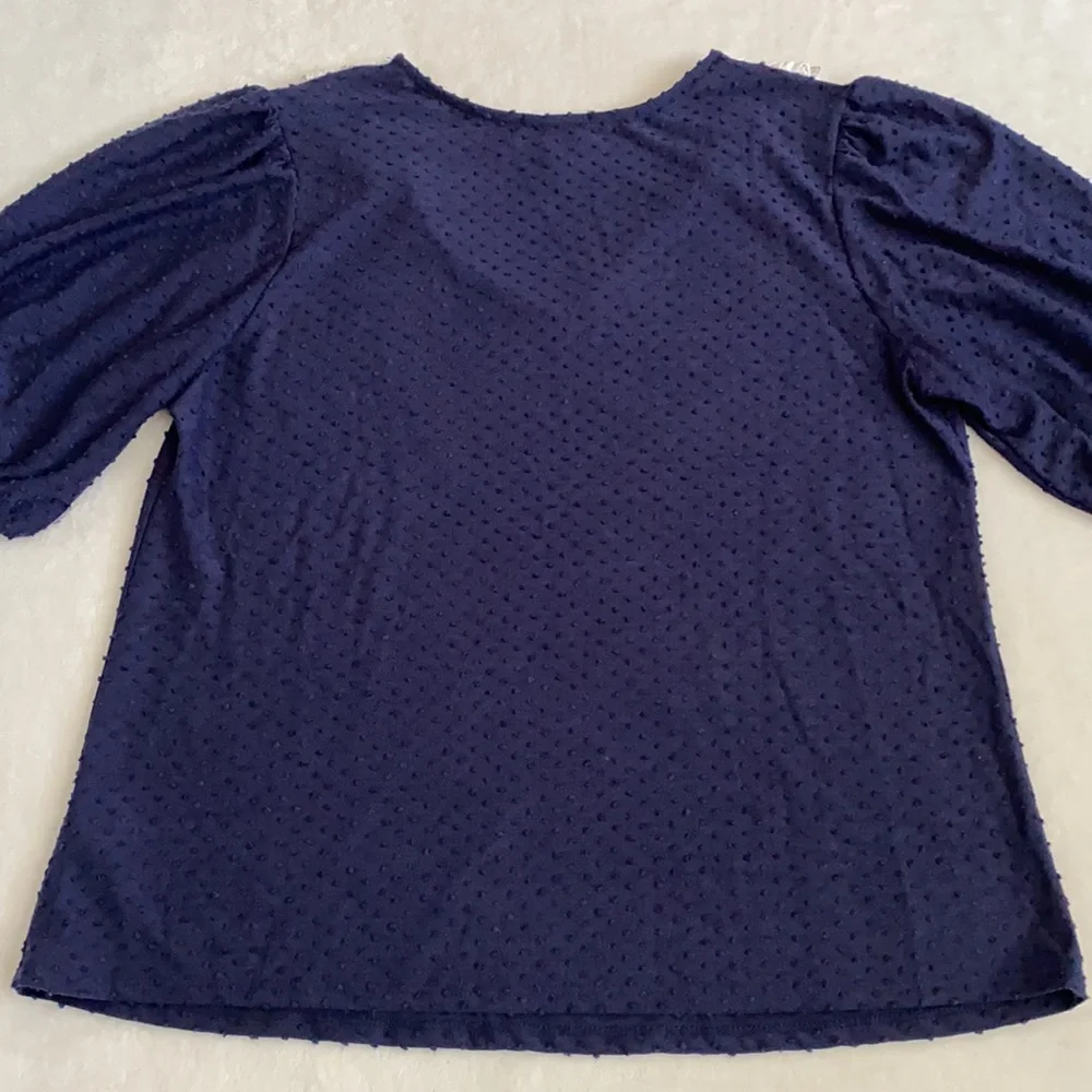 {Anthro} W5 | Scallop Bib Collar Swiss Dot Short Sleeve Feminine Blouse Top (L) - Picture 12 of 14